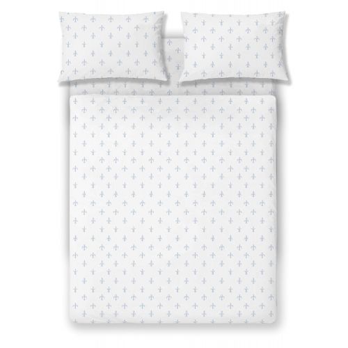  Brielle Fashion 100% Cotton Jersey Sheet Set, King, Fleur De Lis Blue