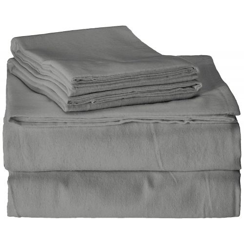  Brielle 100-Percent Cotton Flannel 4 Piece Sheet Set, Twin / Twin XL, Grey