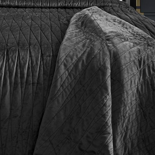  Brielle Premium Heavy Velvet Quilt Set with Cotton Backing, King, Off White