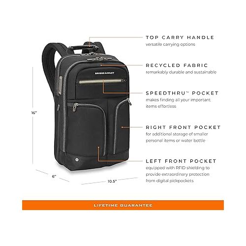  Briggs & Riley HTA, Black, Slim Expandable Backpack