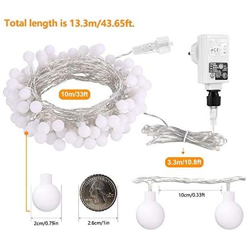  [아마존 핫딜]  [아마존핫딜]Lichterkette strombetrieben B-right 100 LED Globe Lichterkette, Lichterkette warmweiss, Innen und Aussen Lichterkette gluehbirne Fernbedienung, Lichterkette fuer Weihnachten Hochzeit P