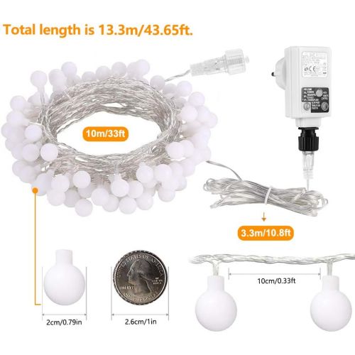  [아마존 핫딜]  [아마존핫딜]Lichterkette strombetrieben B-right 100 LED Globe Lichterkette, Lichterkette warmweiss, Innen und Aussen Lichterkette gluehbirne Fernbedienung, Lichterkette fuer Weihnachten Hochzeit P