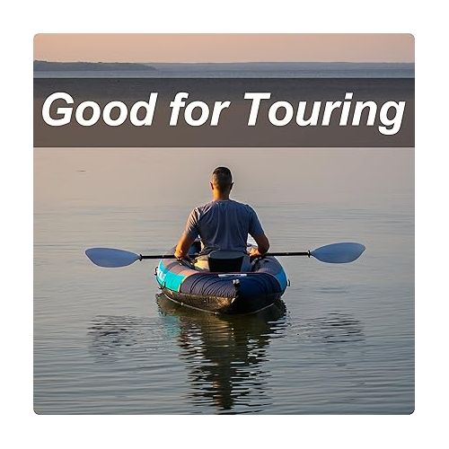  BRIGHT BLUE Inflatable Touring White Water Paddling Kayak 1-2 Persons sit-on with Paddles,Hand Pump,Backpack,Fins