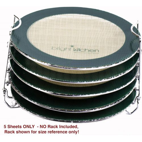  Bright Kitchen 5 Dehydrating Sheets Compatible With Ninja Foodi Dehydrator - 8 Circle Non Stick Drying Herbs Chips Fruit Leather Jerky Food Liner Mats Pressure Cooker