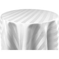 Bright Settings 90 x 132 Inch Oval Tablecloth, Polystripe - Ultra Wide, White