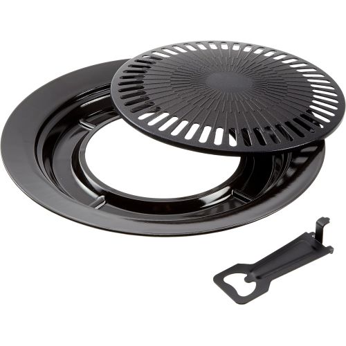  Bright Spark 1-Piece 32 cm Diameter Powder Coated Steel Non-Stick Grill Plate, Grey