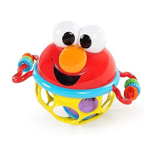 브라이트스타트 Bright Starts Sesame Street Jingle & Shake Elmo BPA-free Easy Grasp Baby Rattle, Ages 3-12 Months