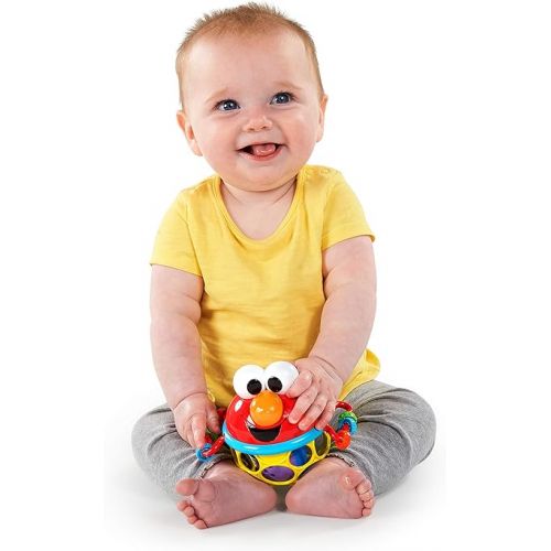 브라이트스타트 Bright Starts Sesame Street Jingle & Shake Elmo BPA-free Easy Grasp Baby Rattle, Ages 3-12 Months