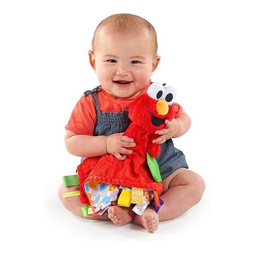 브라이트스타트 Bright Starts Sesame Street Snuggles with Elmo Baby's First Soothing Blanket, Ages 0-12 Months