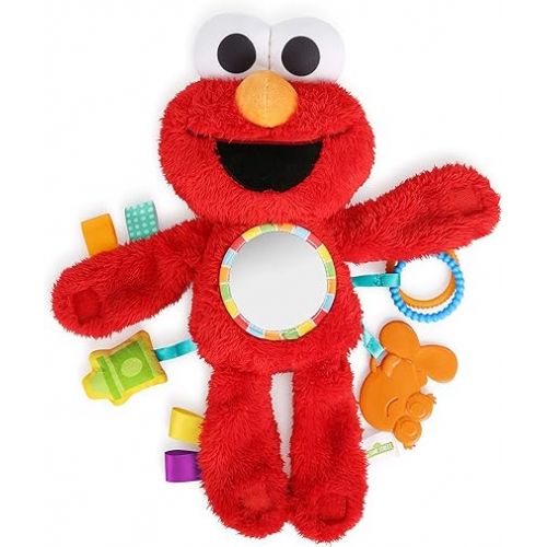 브라이트스타트 Bright Starts Sesame Street Elmo Travel Buddy Plush Take-Along Stroller or Carrier Toy, Ages 0-12 Months