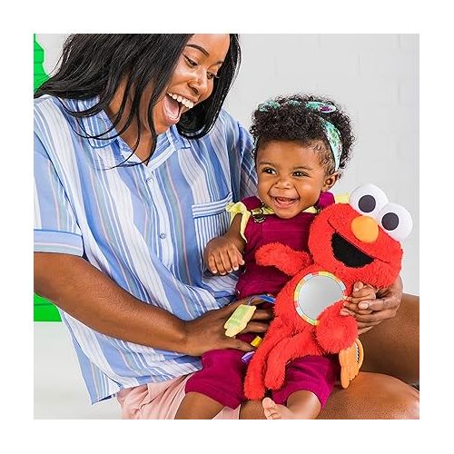 브라이트스타트 Bright Starts Sesame Street Elmo Travel Buddy Plush Take-Along Stroller or Carrier Toy, Ages 0-12 Months