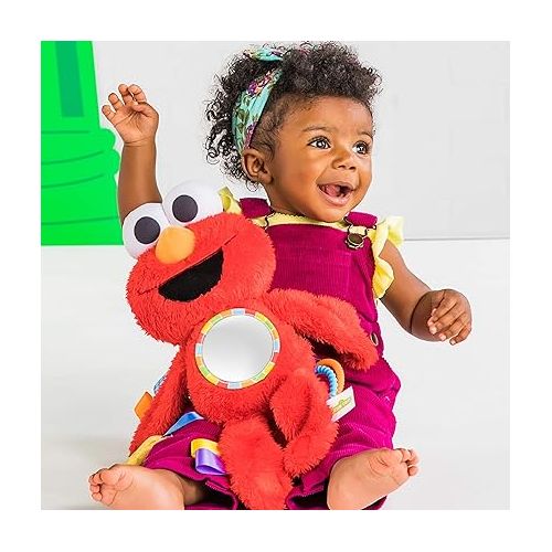 브라이트스타트 Bright Starts Sesame Street Elmo Travel Buddy Plush Take-Along Stroller or Carrier Toy, Ages 0-12 Months