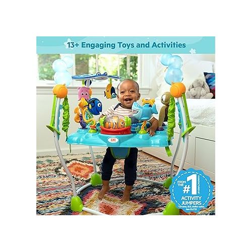 브라이트스타트 Bright Starts Disney Baby Finding Nemo Sea of Activities Baby Activity Center Jumper with Interactive Toys, Lights, Songs & Sounds, 6-12 Months (Blue)