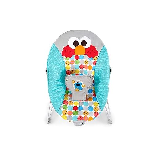 브라이트스타트 Bright Starts Sesame Street Baby Bouncer Soothing Vibrations Infant Seat - I Spot Elmo! with Cookie Monster and Big Bird - Removable-Toy Bar, 0-6 Months Up to 20 lbs