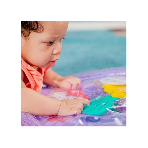 브라이트스타트 Bright Starts Disney Princess Ariel Tummy Time Water Mat, The Little Mermaid Sea Treasures, Purple, Baby Girl Newborn +