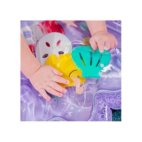 브라이트스타트 Bright Starts Disney Princess Ariel Tummy Time Water Mat, The Little Mermaid Sea Treasures, Purple, Baby Girl Newborn +