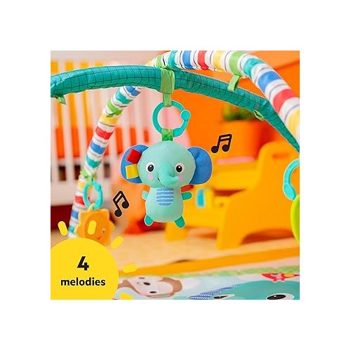 브라이트스타트 Bright Starts Wild Wiggles Baby Activity Gym & Play Mat with FoldingToy bar, Newborn and up - Green, 18.5” x 29.1” x 29.1”