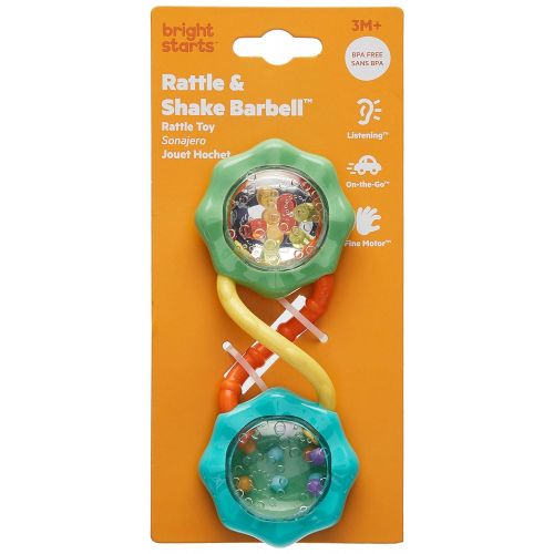 브라이트스타트 Bright Starts Rattle & Shake Barbell Toy, Ages 3 months Plus