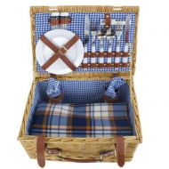 Bright Sun Wicker Picnic Basket Hamper Set with Flatware and Wine Glasses - 2 Person #SENH