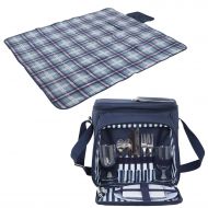 Bright Sun Picnic Backpack Bag Set with Waterproof Camping Mini Blanket Mat #SENH