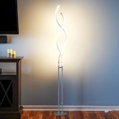  Brightech - Embrace Modern LED Floor Lamp for Living Rooms - Bright, Contemporary Standing LED Light - 40 adjsutable to 66 Lamp with Built in Dimmer Switch - Silver