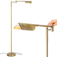 Brightech Leaf - Bright LED Floor Lamp for Reading, Crafts & Precise Tasks - Standing Modern Pharmacy Light for Living Room, Sewing - Great by Office Desks & Tables - Antique Brass