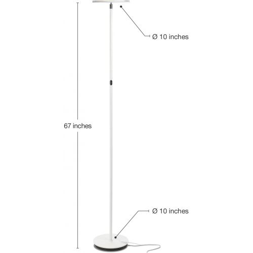  Brightech Sky Flux - The Very Bright LED Torchiere Floor Lamp, for Your Living Room & Office - Halogen Lamp Alternative with 3 Light Options Incl. Daylight - Dimmable Modern Upligh