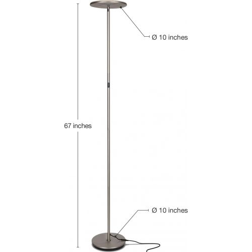  Brightech Sky Flux - The Very Bright LED Torchiere Floor Lamp, for Your Living Room & Office - Halogen Lamp Alternative with 3 Light Options Incl. Daylight - Dimmable Modern Upligh