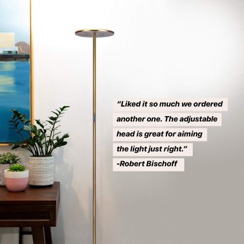  Brightech Sky Flux - The Very Bright LED Torchiere Floor Lamp, for Your Living Room & Office - Halogen Lamp Alternative with 3 Light Options Incl. Daylight - Dimmable Modern Upligh