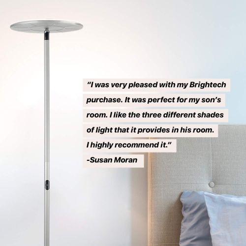  Brightech Sky Flux - The Very Bright LED Torchiere Floor Lamp, for Your Living Room & Office - Halogen Lamp Alternative with 3 Light Options Incl. Daylight - Dimmable Modern Upligh