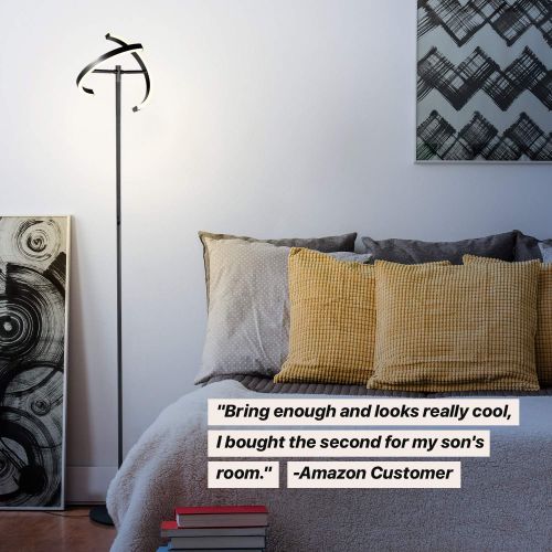  Brightech Halo Split - Modern LED Torchiere Floor Lamp, For Offices - Bright Standing Pole Light - Tall, Dimmable Uplight for Reading In Your Bedroom or Living Room - Platinum Silv