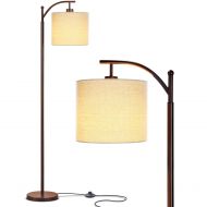 Brightech Montage - Bedroom & Living Room LED Floor Lamp - Standing Industrial Arc Light with Hanging Lamp Shade - Tall Pole Uplight for Office - with LED Bulb - Bronze