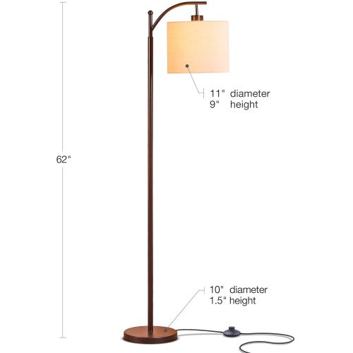  Brightech Montage - Bedroom & Living Room LED Floor Lamp - Standing Industrial Arc Light with Hanging Lamp Shade - Tall Pole Uplight for Office - with LED Bulb - Bronze