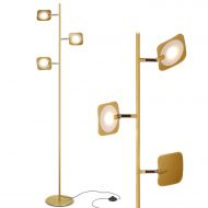 Brightech Tree Spotlight LED Floor Lamp - Very Bright Reading, Craft and Makeup 3 Light Standing Pole - Modern Dimmable & Adjustable Panels, Minimal Space Use - Antique Brass