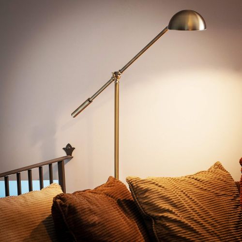  Brightech Gabriel - LED Reading and Craft Floor Lamp, for Living Rooms, Bedrooms & Offices  Classy, Modern Standing Light for Tasks- Adjustable Arm, Omnidirectional Head - Antique