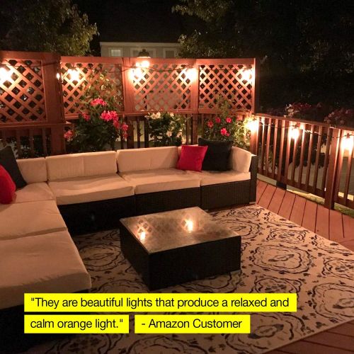  Brightech Ambience Pro Vintage Outdoor String Lights - 48 Ft Weatherproof Commercial Grade Edison Market Cafe Bistro Waterproof Light Strand for Patio Garden Porch Backyard Party Y