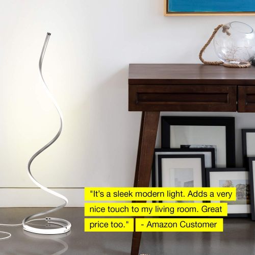 Brightech Allure - Modern LED Floor Lamp for Living Rooms - Bright, Contemporary Standing LED Light - Dimmable 38 Inch Tall Lamp, with Built in Switch - Chic Lighting  Platinum Si