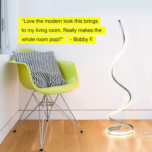  Brightech Allure - Modern LED Floor Lamp for Living Rooms - Bright, Contemporary Standing LED Light - Dimmable 38 Inch Tall Lamp, with Built in Switch - Chic Lighting  Platinum Si