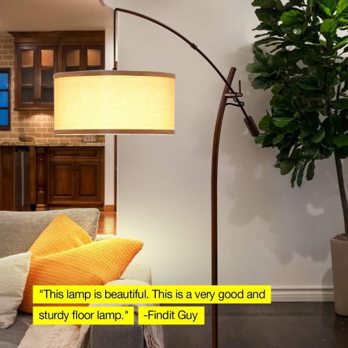  Brightech Grayson - Modern Arc Floor Lamp for Living Room - Contemporary, Tall LED Light Reaching From Behind the Couch To Hang Over It - Adjustable Arm - Industrial Style Lighting