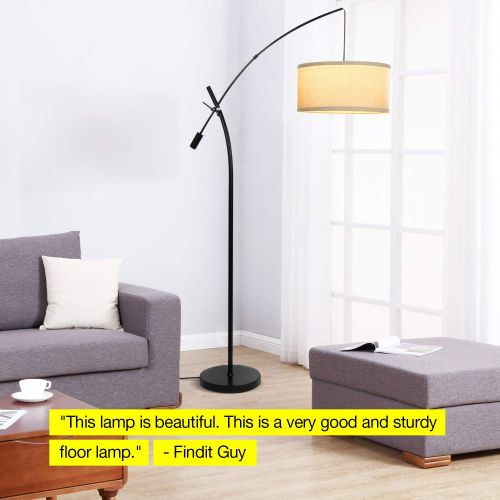  Brightech Grayson - Modern Arc Floor Lamp for Living Room - Contemporary, Tall LED Light Reaching From Behind the Couch To Hang Over It - Adjustable Arm - Industrial Style Lighting
