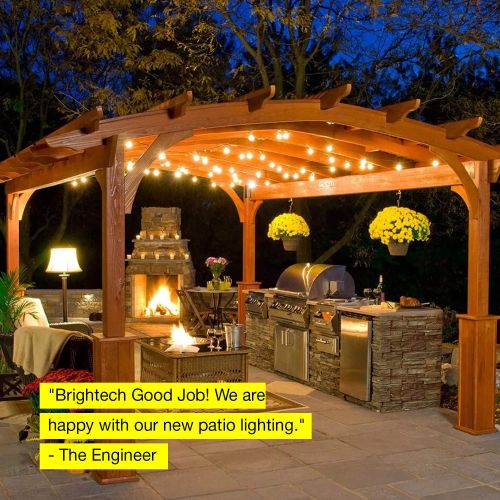  Brightech Ambience Pro - Waterproof LED Outdoor String Lights - Hanging, Dimmable 2W Vintage Edison Bulbs - 24 Ft Commercial Grade Patio Lights Create Cafe Ambience In Your Backyar