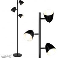 Brightech Jacob - LED Reading and Floor Lamp for Living Rooms & Bedrooms - Classy, Mid Century Modern Adjustable 3 Light Tree - Standing Tall Pole Lamp with 3 LED Bulbs - Satin Nic