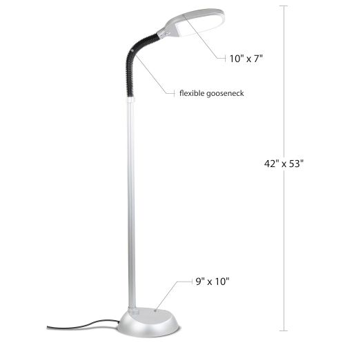  Brightech Litespan LED Bright Reading and Craft Floor Lamp - Modern Standing Pole Light - Dimmable, Adjustable Gooseneck Task Lighting Great in Sewing Rooms, Bedrooms  Titanium Si