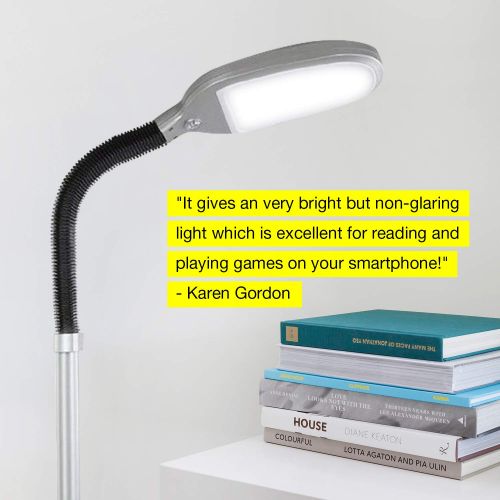  Brightech Litespan LED Bright Reading and Craft Floor Lamp - Modern Standing Pole Light - Dimmable, Adjustable Gooseneck Task Lighting Great in Sewing Rooms, Bedrooms  Titanium Si