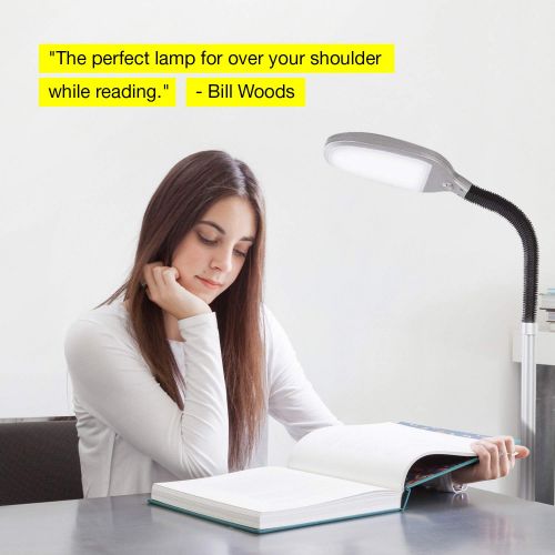  Brightech Litespan LED Bright Reading and Craft Floor Lamp - Modern Standing Pole Light - Dimmable, Adjustable Gooseneck Task Lighting Great in Sewing Rooms, Bedrooms  Titanium Si