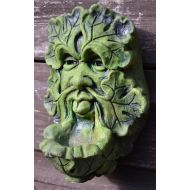 BrighthelmStone Green man decorative wall plaque poking his tongue out Dave home or garden ornament 18cm7H