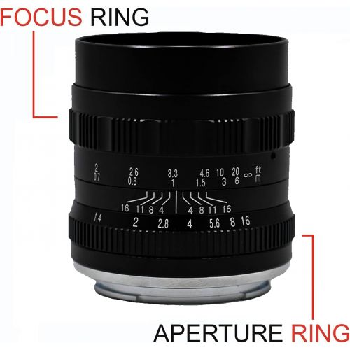  Brightin Star 50mm F1.4 APS-C Large Aperture Portrait Manual Focus Mirrorless Camera Lens, Compatible with Canon EF-M Mount M M2 M3 M5 M6 M6II M10 M100 M50 M200