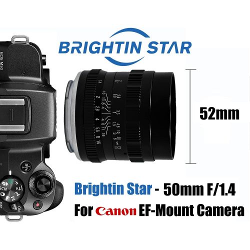 Brightin Star 50mm F1.4 APS-C Large Aperture Portrait Manual Focus Mirrorless Camera Lens, Compatible with Canon EF-M Mount M M2 M3 M5 M6 M6II M10 M100 M50 M200