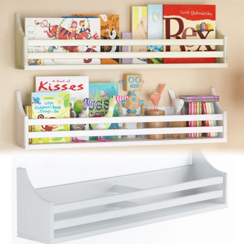  Brightmaison brightmaison Childrens Wood Wall Shelf Multi Purpose 30 Inch Bookcase Toy Game Storage Display Organizer Traditional Country Molding Style Ships Fully Assembled (White)