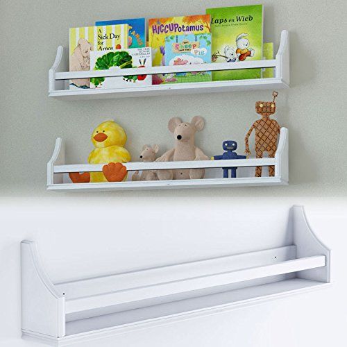  Brightmaison brightmaison 1 White Molding Design Childrens Wall Shelf Birch Wood 30 Inch Multi-use Bookcase Toy Game Storage Display Organizer Ships Fully Assembled